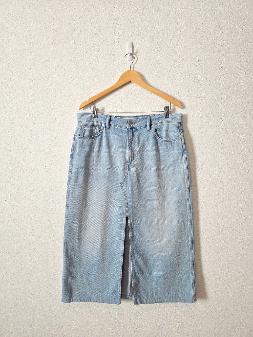 Madewell Light Wash Denim Midi Skirt 31